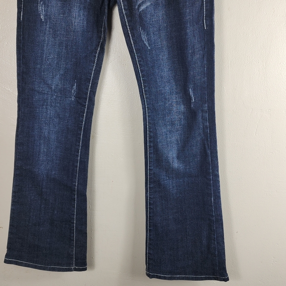 D-Fuz Jeans Women's Jr Size 7/8 Dark Wash Rhinestone Button Flap Pockets - Picture 3 of 12